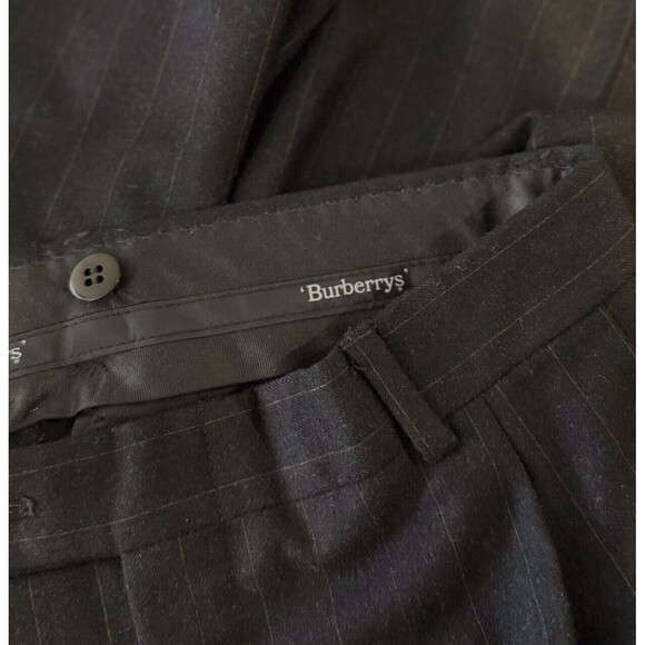 VINTAGE Burberrys Mens Dress Pants Blue Pinstriped Straight Pleated Front 32x30 - Picture 3 of 9